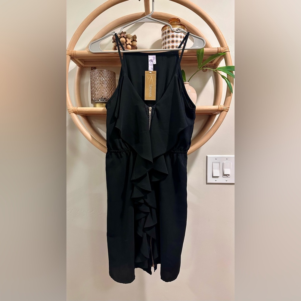 Francesca's Collections Black Ruffle Mini Dress